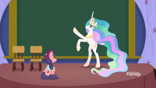 Celestia doesn’t know how to play charades. Her card said “Bloomberg the Apple tree” on it