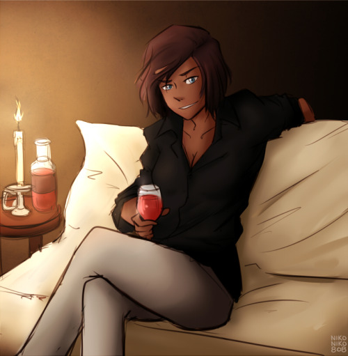 nikoniko808:  waiting for Asami to get home~  patreon | redbubble    <3 <3 <3