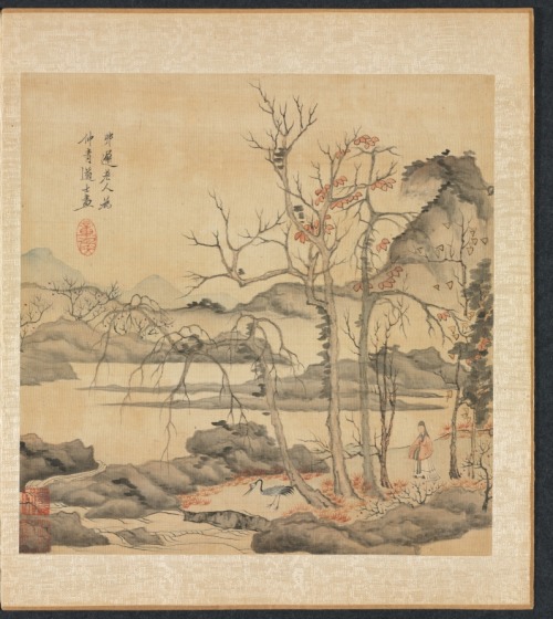 Paintings after Ancient Masters: Daoist and Crane in Autumn Landscape, Chen Hongshou, 1598, Clevelan