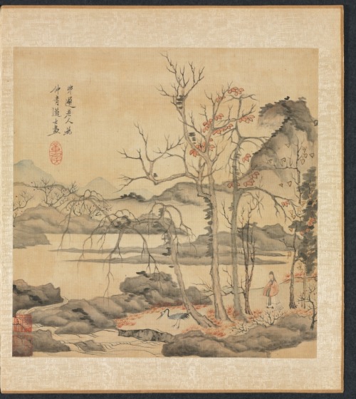 Paintings after Ancient Masters: Daoist and Crane in Autumn Landscape, Chen Hongshou, 1598-1652, Cle