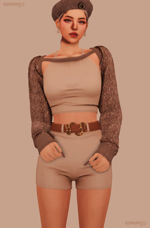 [RIMINGS] Bolero Cardigan Top &amp; Snake Belt &amp; Earring - FULL BODY / EARRING- NEW MESH