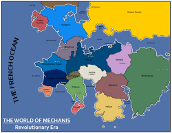 In the world of Mechanis the nations of France, Russia and Germany exist as they do in our world (geographically at least) but beyond their borders lies a world of great dangers and wonders. This is as they existed in the age of revolutions (- both politi