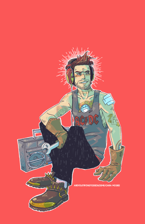 areyoutryingtodeduceme:
“I wasn’t happy with the original Punk!Tony Stark I had done so I finally just reinked it and redrew entire parts of it all together. I need to quit drawing people wearing shoes I wish I had. Tony those shoes are not work...