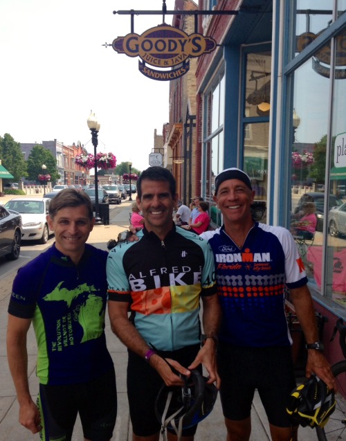 Here are the three Amigos taking a break in Manistee before heading back to Arcadia.