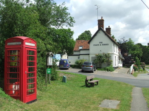 Former telephone box near to pub, Wicken Bonhunt