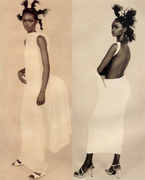 mariah-do-not-care-y: Vogue Paris 1995 “Le blanc met les formes&quot; Model: Kad