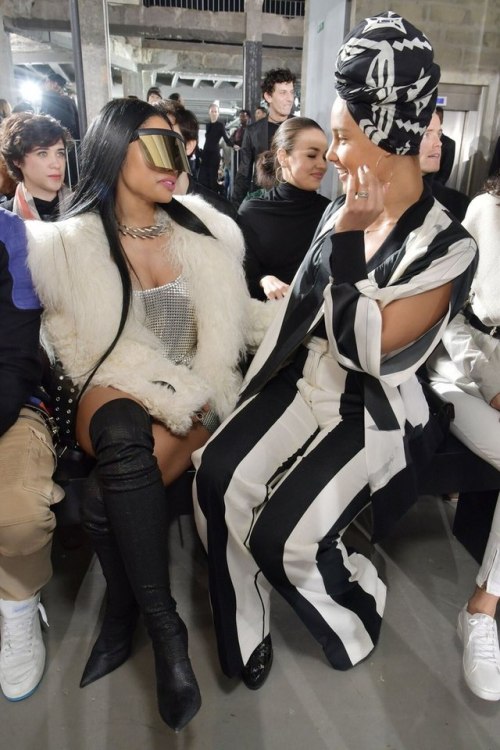 Nicki Minaj and Alicia Keys attends the Rick Owens show as part of the Paris Fashion Week Womenswear