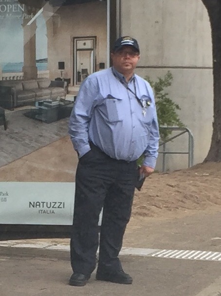 Cute dad on the bus stop
