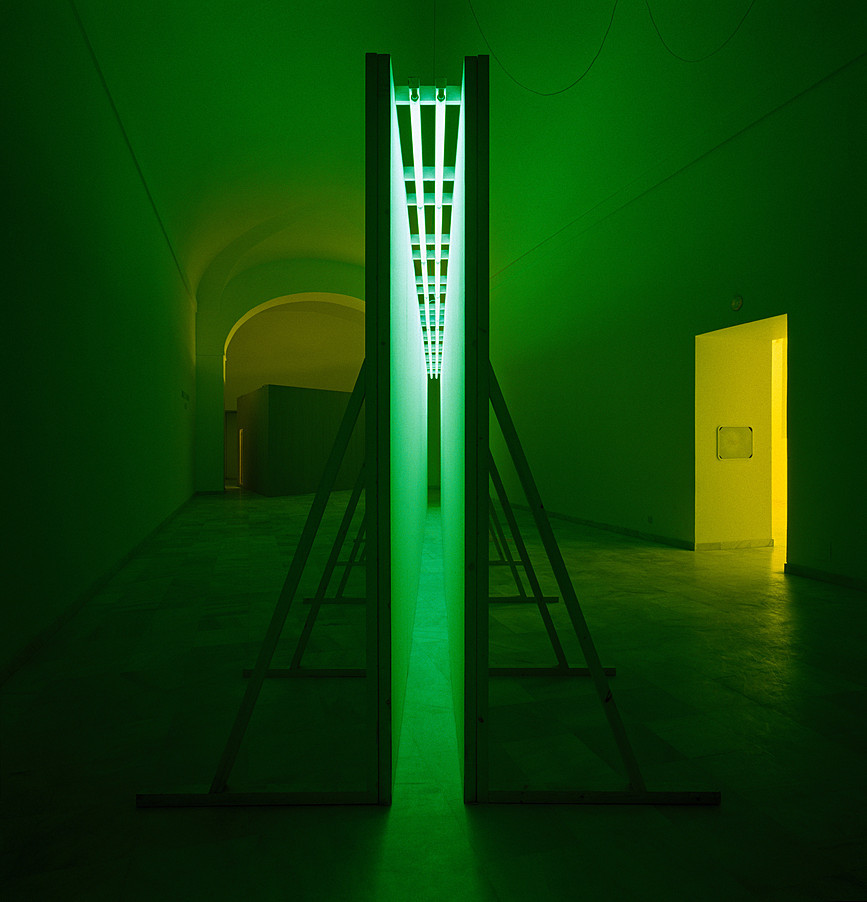 Bruce Nauman (American, b. 1941)
Performance Corridor, 1969
Wallboard and wood
Solomon R. Guggenheim Museum
…by the early 1970s, with his corridors and other large-scale rooms and environments, Nauman had withdrawn his own presence, shifting the...