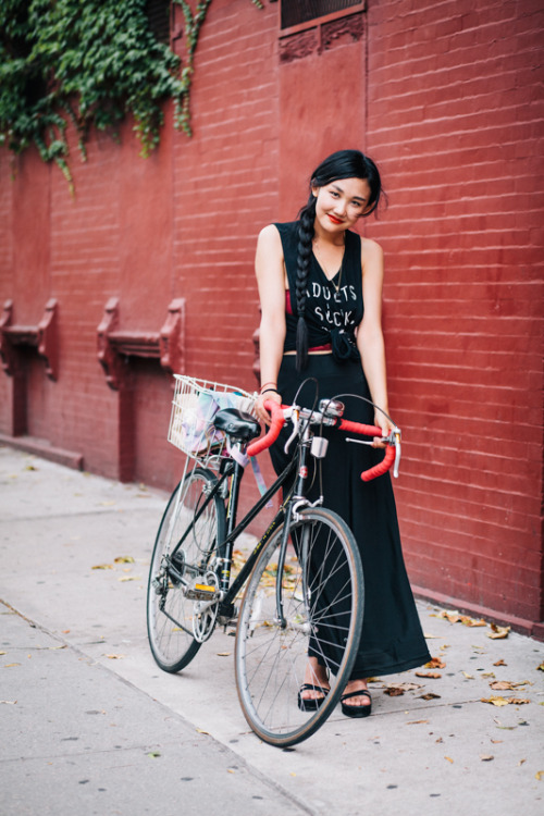 preferredmode: Yuqi, with her @rideschwinn in #brooklyn #bikenyc #bikestyle #preferredmode View Post