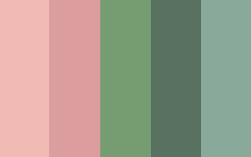 color-palettes: Waving Through a Window - Submitted by Beccathebee  #F1BAB5 #DB9D9E #769D7