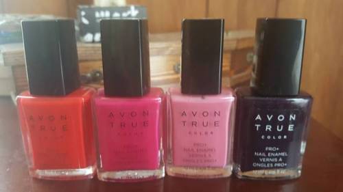 Pretty colors, adding to my AVON Pro Nail Collection. Tangerine, Fuschia, Wandering Rose, and Midnig