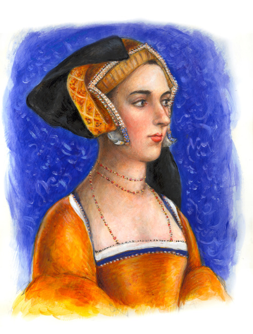 Commission of Anne Boleyn done for @branloaf, based on the Holbein sketch, and companion to the Mary