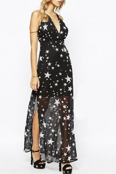septbouquetmika:  Star Print Mini Short Sleeve Dress Maxi Sleeveless Dress Maxi Short
