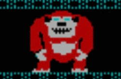 titleknown: nalnpraks:  titleknown:  suppermariobroth: Donkey Kong’s animation from the IBM PC port of the Donkey Kong arcade. @pettamapossum  Cursed Kong and its cohorts appeared!  HE HAS NO SOUL/HE HAS NO PLACE/THIS KONG/IS LOST TO GOD’S GRACE!