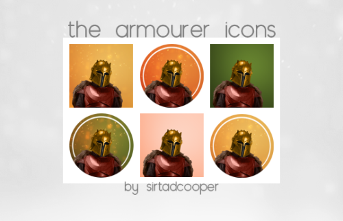 sirtadcooper:Twelve icons of The Armourer (The Mandalorian). 250 x 250px. Please like/reblog if you 