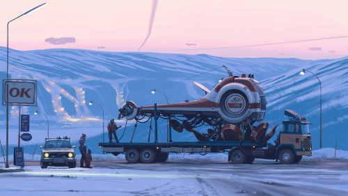 simonstalenhag:  The Ships Of The NorthThe Swedish magnetrine transportation industry, circa mid 1980s.From simonstalenhag.se