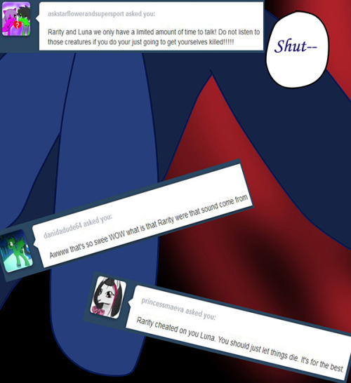 You tell that bastard, Luna. >=/ Let Rarity help you. Between the two of you, he’s going to wish he’d never been born when you’re done with him!