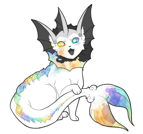 Watercolor Vaporeon eeveelution design for @maple-and-pie‘s Eevee, Hue~~~ Interested in a comm