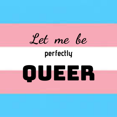 izziegs: (ID: Various Pride flags with the phrase “Let me be perfectly queer” over 