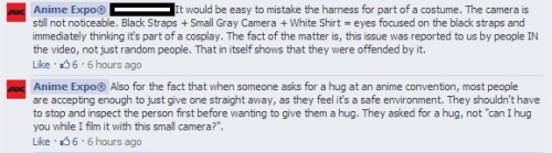 judgementscythe:  Credit to whoever is in charge of anime expo’s facebook page who not only called out the gross ass bullshit that happened with the hug video but is also just straight up giving a verbal beatdown to a bunch of shitlords who whipped