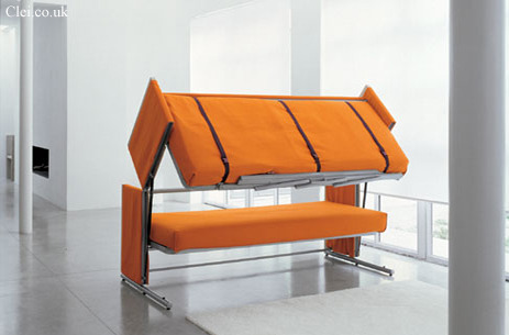 wickedclothes:  Convertible Futon / Bunk Bed Make guests look forward to sleeping