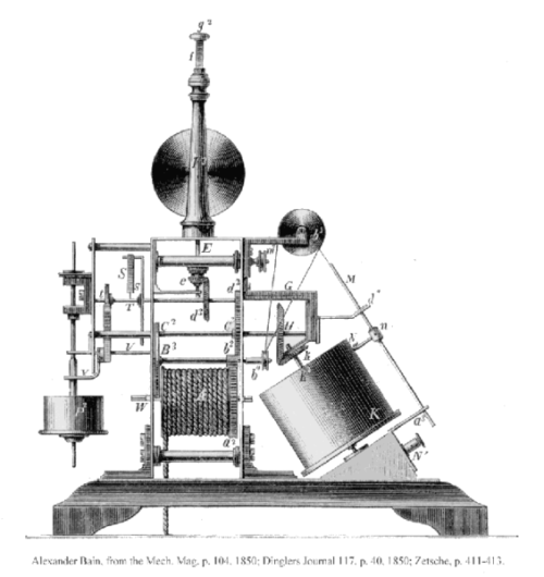 The First Fax Machine, 1842.In 1842 an ingenious Scottish clock maker named Alexander Bain invented 