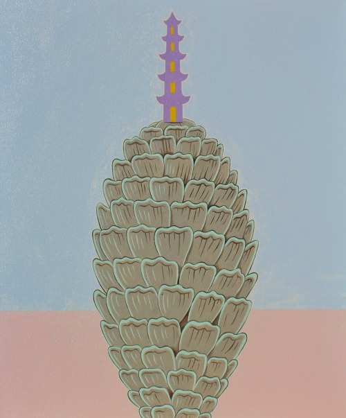 jareckiworld:Peter Harrington — Pinecone Pagoda  (oil on canvas, 2018)