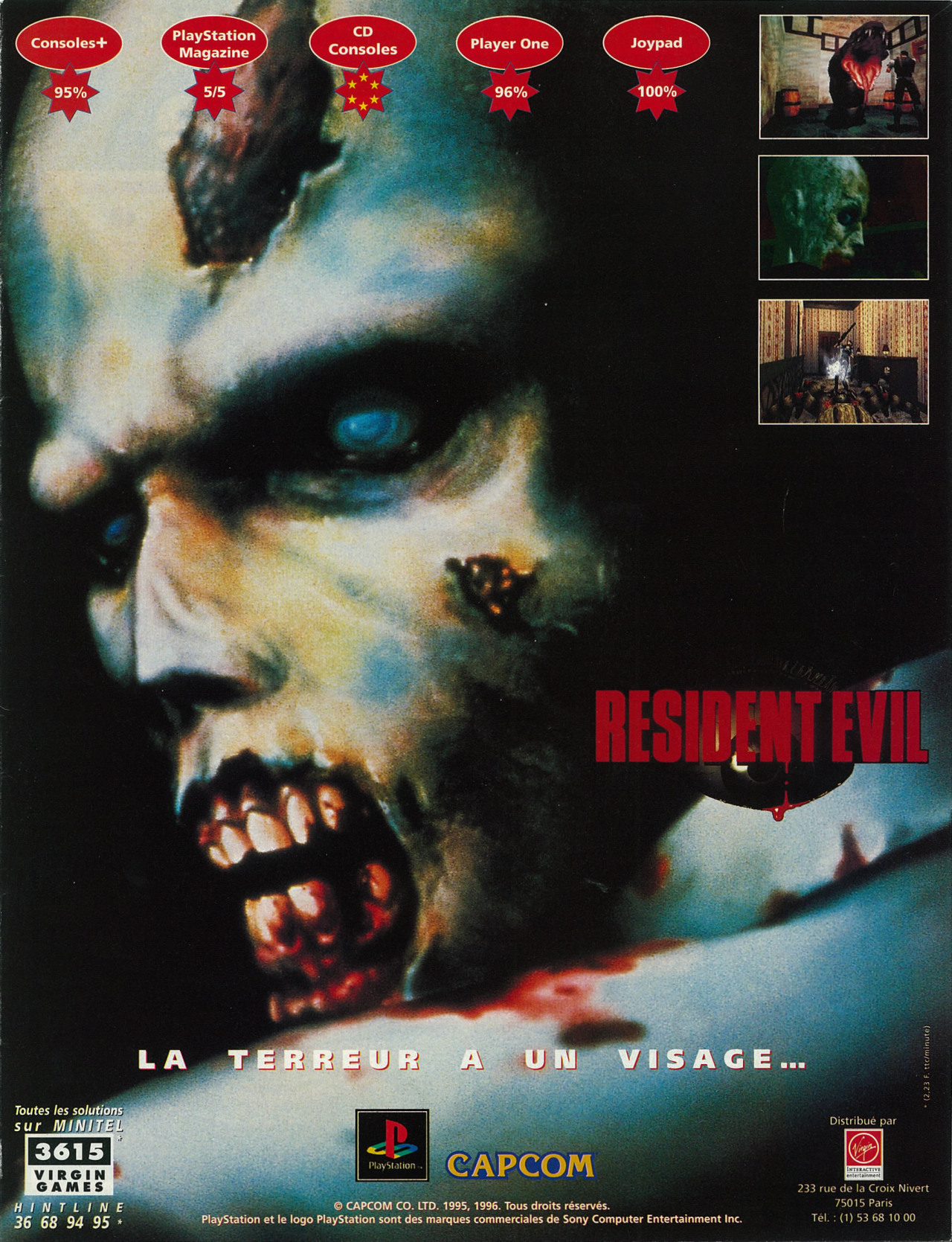 1996 Resident Evil for Sony PlayStation Magazine Ad