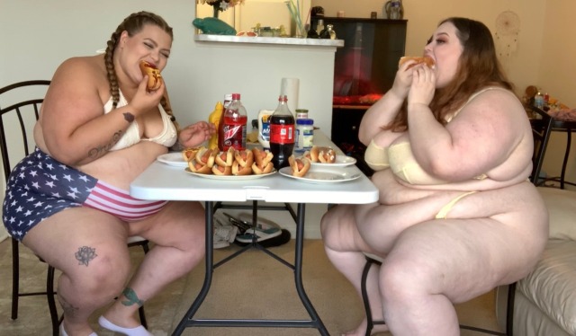 mamahorker:Double Stuffed - Hot Dog Eating Contest ft. BabydollBBW and MamaHorkerThere’s