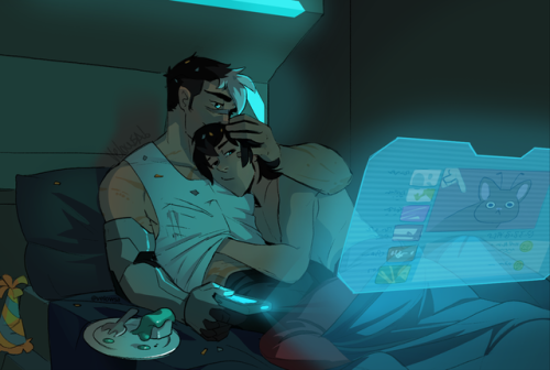 velowsa:calm after all the birthday excitement. sorry keith, all shiro wants to watch is dumb space-