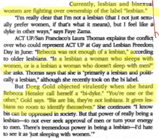 “Bi lesbian was made by Radf.ems in 2016 and lesbianism always excluded men, words have clear cut meanings!!″ sources!