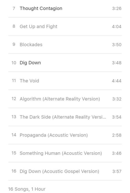 Muse - Simulation Theory track lengths revealed Source: iTunes