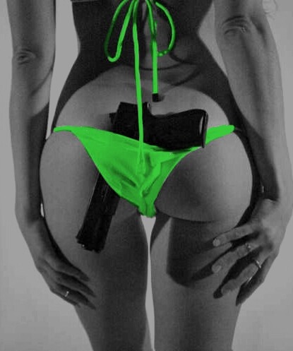 fancycolorart: Green panties tease Gun in panties ass