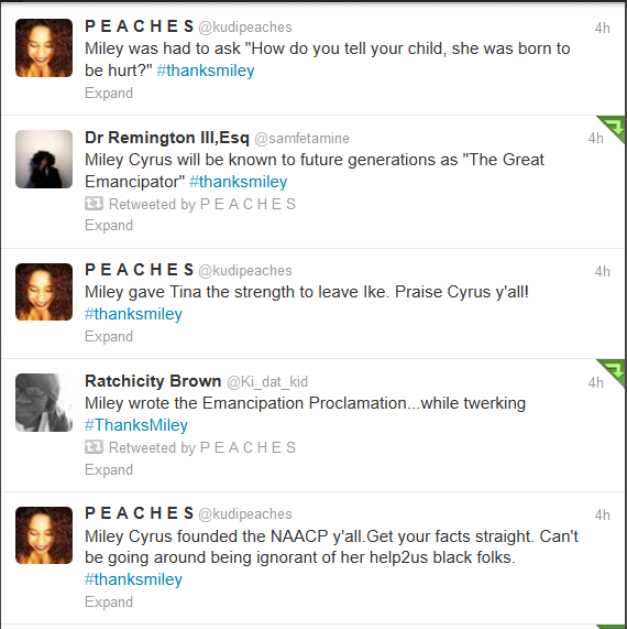 kudipeaches:  chocfroricana:  Some more gems from Black Twitter in response to Miley