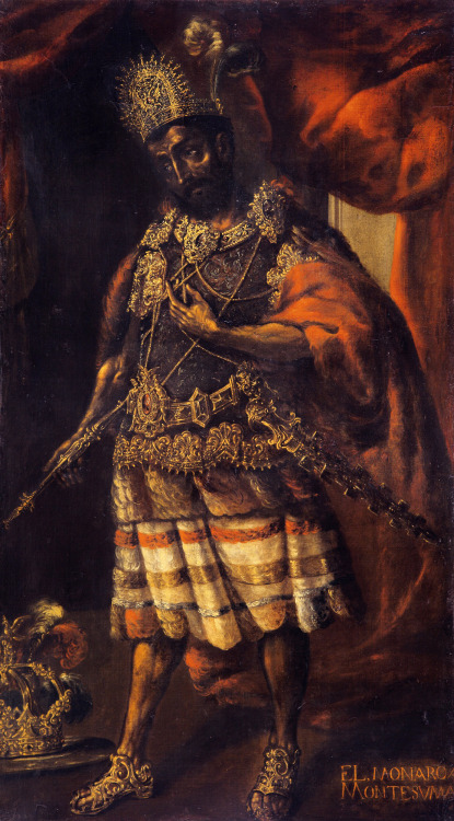 jeannepompadour:Portrait of Aztec Emperor Montezuma II by an unknown Mexican artist, 17th century