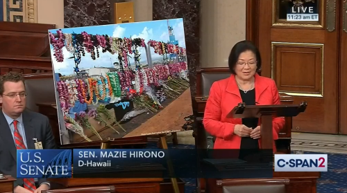 Who: Sen. Mazie Hirono (D-Hawaii)Twitter: @maziehironoWhen: December 2019What: Pearl Harbor Naval Sh