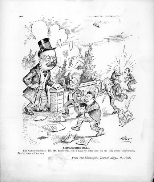 A Strenuous CallAugust 18, 1905 The Correspondents’ rush to Oyster Bay to beg President Roosev