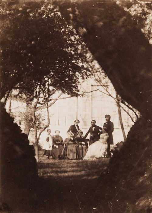 hauntedbystorytelling:Alphonse Le Blondel :: Untitled (Family Group in a Garden), ca. 1855 / source