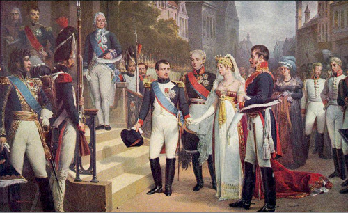 Napoleon Bonaparte receives the Queen of Prussia at Tilsit, July 6, 1807 by Nicolas Gosse 