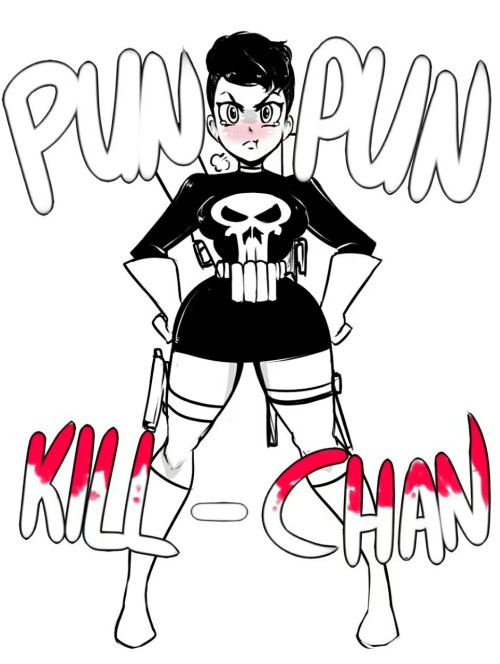judgeanon:  realestmatt:  Awesome rendition of Pun Pun Kill-Chan via: http://mollythewhopped.tumblr.com/  And better than the actual, official Mangaverse Punisher, too! 