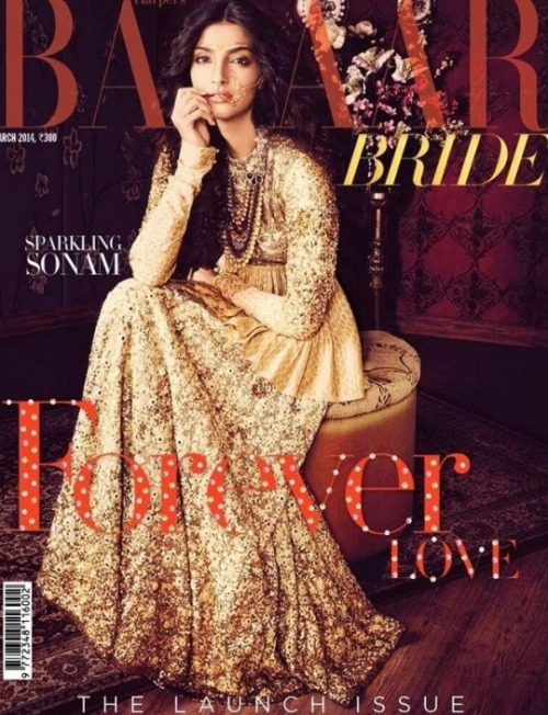 Sonam Kapoor for the debut edition of bridal magazine - Harper&rsquo;s BAZAAR Bride.