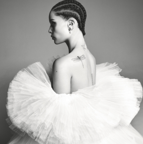 Zoë Kravitz photographed by Steven Meisel for Vogue UK July 2019. Styled by Edward Enninful. Makeup 