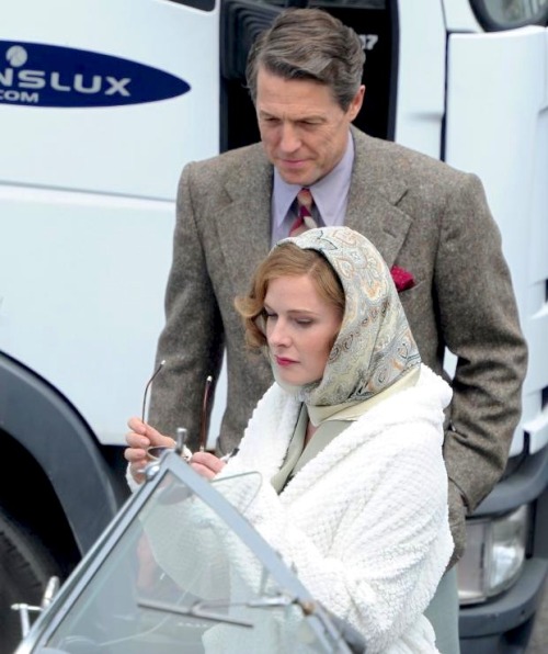 edwardslovelyelizabeth:Hugh Grant and Rebecca Ferguson on set of the film “Florence Foste