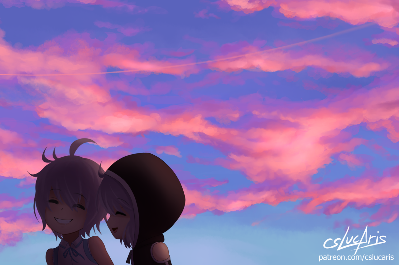  #281 - Pink Sunset Drawn for relaxation. Wanted to draw my kids again after a long
