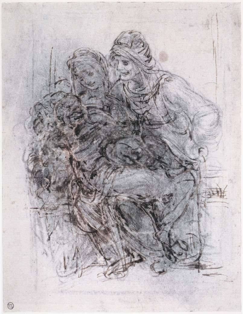 leonardodavinci-art:  Study of St Anne, Mary and the Christ Child, 1503 Leonardo