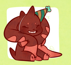 frolis-artmaneuver:  sidenote, today is apparently the anniversary of when i first made a tumblr?? so lopmon in a party hat happy odaiba days friends! hope you all had a fun day full of digifeels.