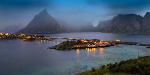 Lofoten By Night You feel the wind whipping the raindrops in your face, and over the mountains the f