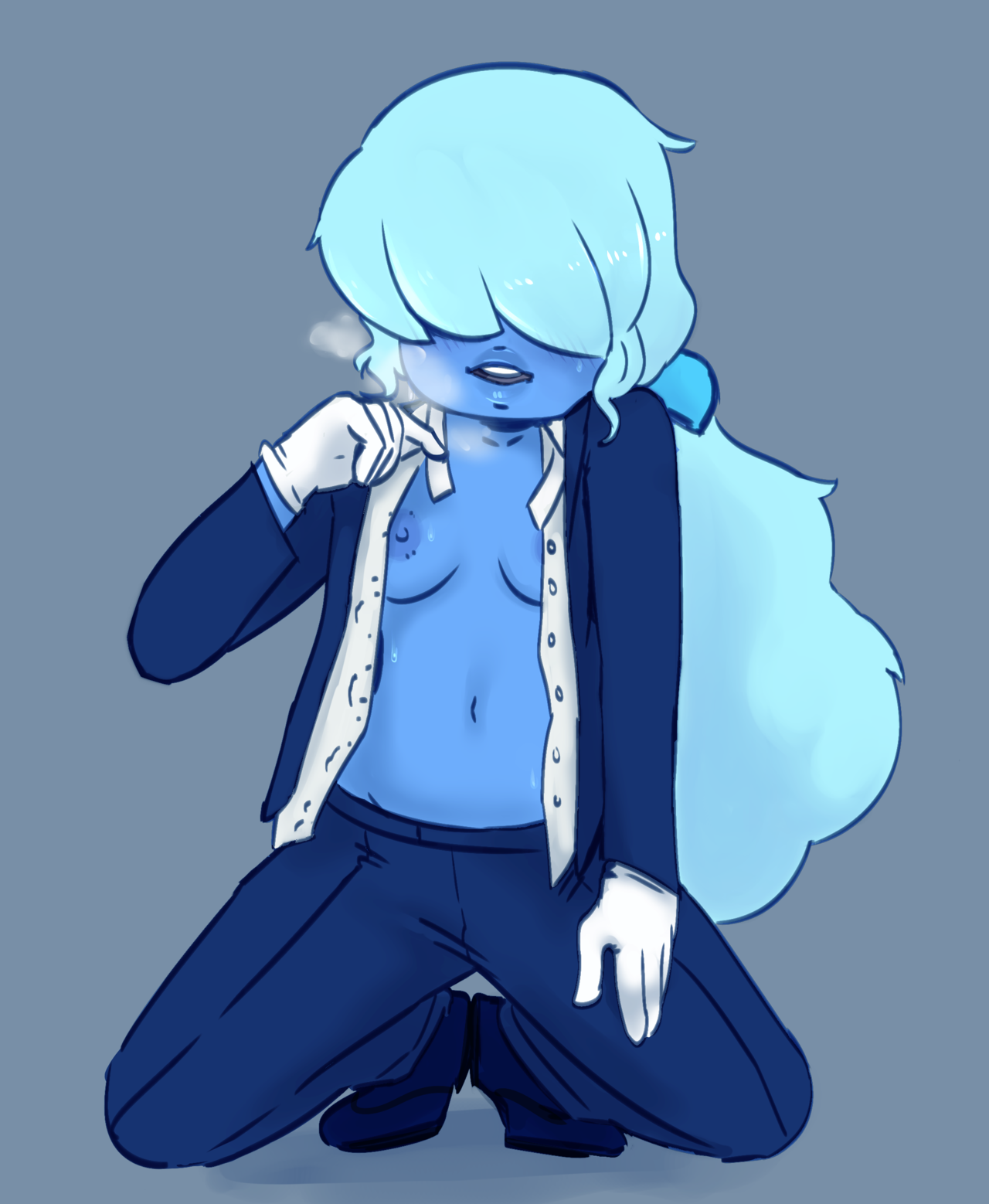 rainbowsprinklesart:   I had to draw sapphire in this outfit. Suits are hot. ruby’s
