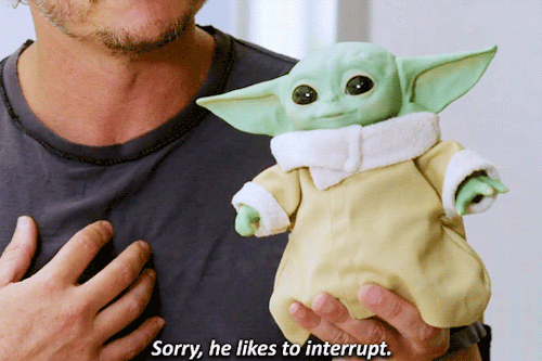 pajamasecrets:Pedro and Baby Yoda being too cute for words ♡